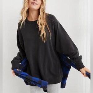 Aerie Down to Earth Crew Sweatshirt, grey/small